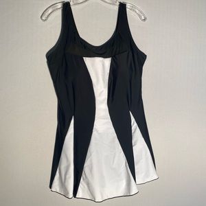Black and White One Piece Bathing Suit Dress F13